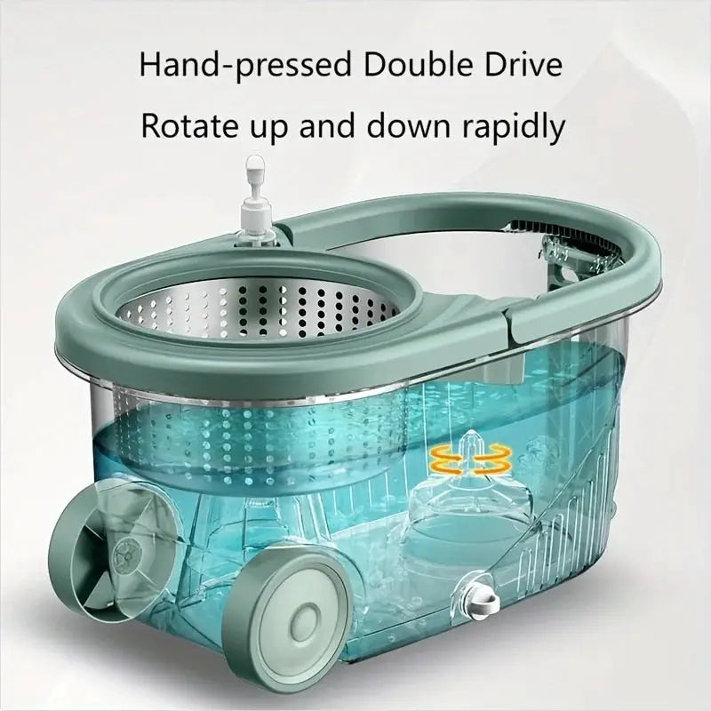 2-in-1 Dual-Drive Rotary Mop Set with Bucket – 360° Spin Mop for Wet & Dry Floors, Hands-Free Wringing, Easy Home Cleaning from PriceLows™