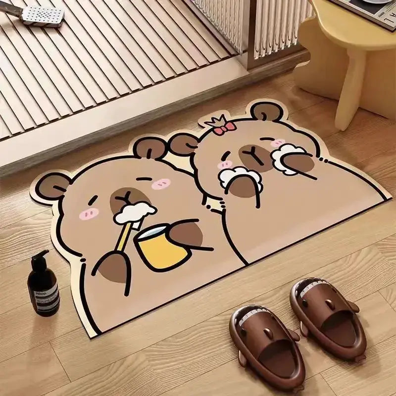 VIKAMA Cute Capybara Bath Mat Absorbs Water Dries Quickly Non-Slip Wear-Resistant Decorative Bathroom Entryway Rug from PriceLows™