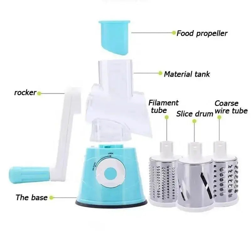 Manual Vegetable Slicer | Stainless Steel Blades | Hand Crank Handle