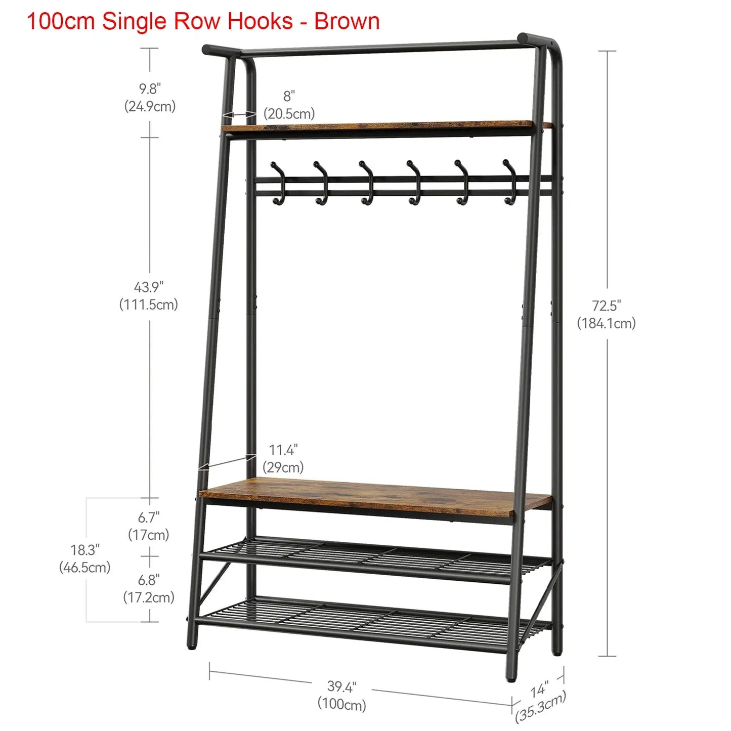 Coat Rack Shoe Bench, 4-in-1 Hall Trees Entryway Bench with Coat Rack and Shoe Rack, Steel Frame Storage Shelf and Hanging Bar from PriceLows™