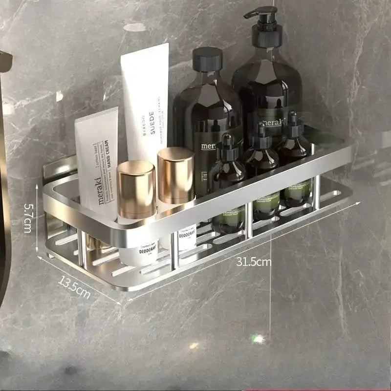 Bathroom Shelf & Kitchen Storage Organizer – Aluminum Alloy Shampoo Rack, Shower Shelf, No Drill Toilet & Bath Accessories. from PriceLows™