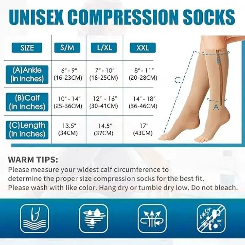 Knee High Compression Socks | 20-30 Mmhg Pressure | Nylon Athletic