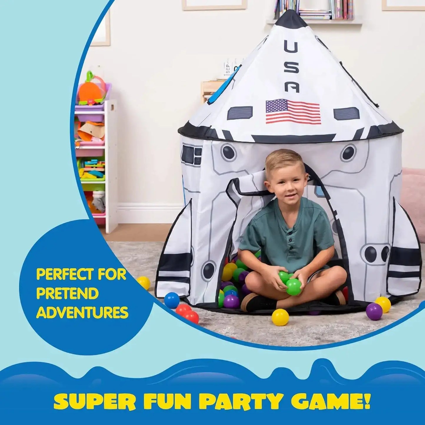 JOYFY Rocket Ship Play Tent Pop up Play Tent for Kids Indoor Outdoor Spaceship Playhouse Tent Set from PriceLows™