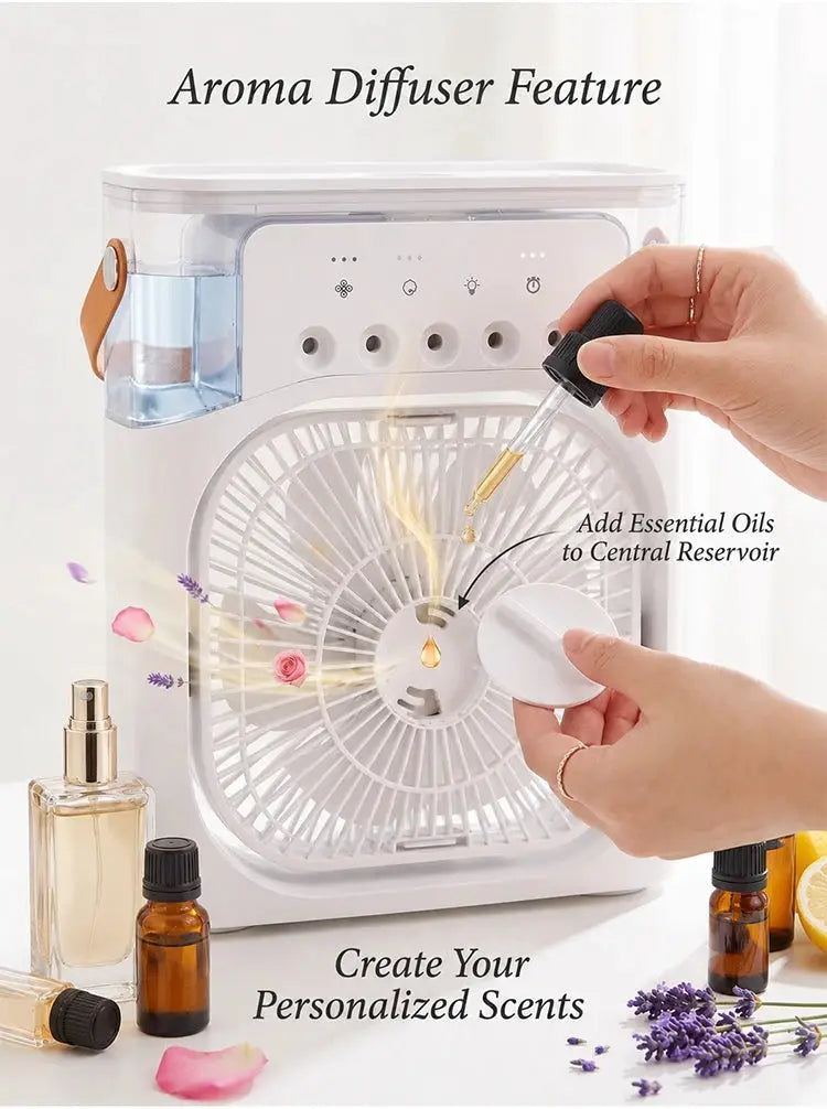 Portable Cooling Mist Fan | U S B Powered | Desktop Acrylic Design
