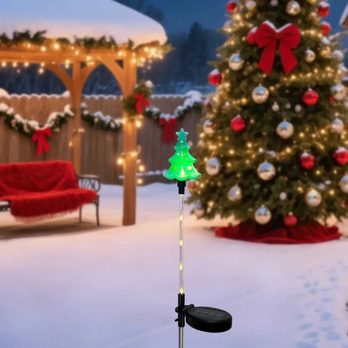 Solar Christmas Garden Stake Lights | 8 Lighting Modes | Holiday Decor