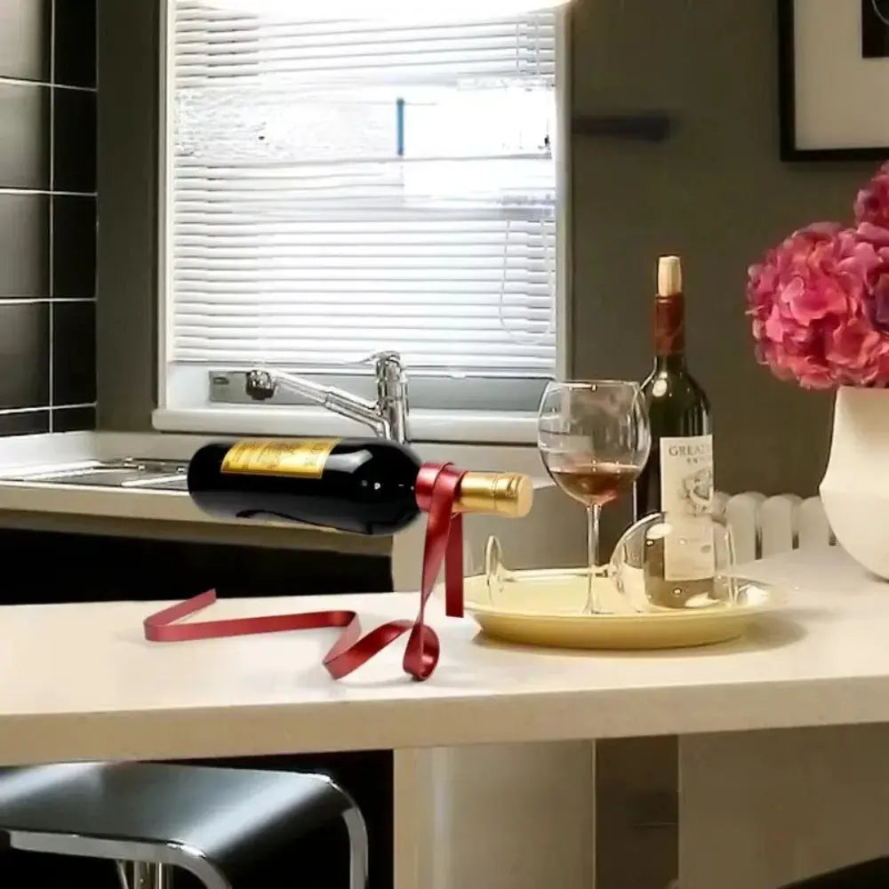 Creative Floating Ribbon Wine Rack Suspended Table Decoration Cabinet Stand Bracket Iron Poised Bottle Holder Home from PriceLows™