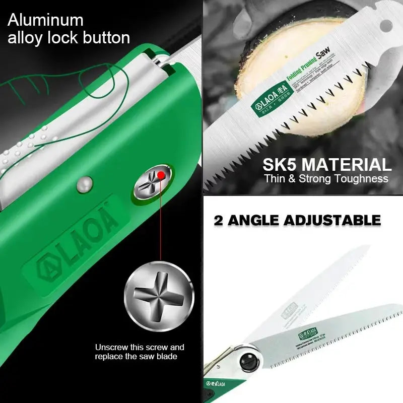 LAOA Sk5 Steel Pruning Saw | Ratchet Action | 14-25cm Blade