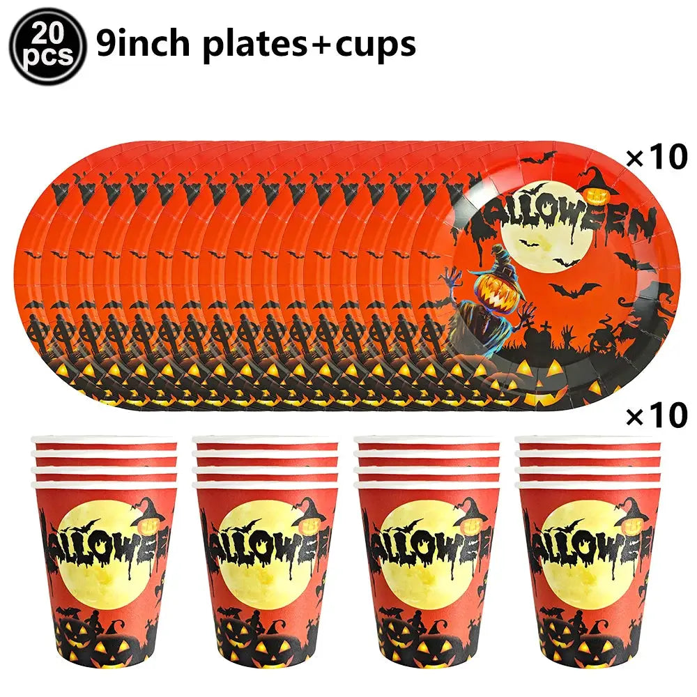Halloween Party Supplies | Paper | Pumpkin Theme | Tableware Set