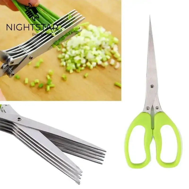 Multi-functional Stainless Steel Scissors For Kitchen Knives 5 Layers Sushi Scissors Shredded Scallion Cut Herb Spices Scissors from PriceLows™