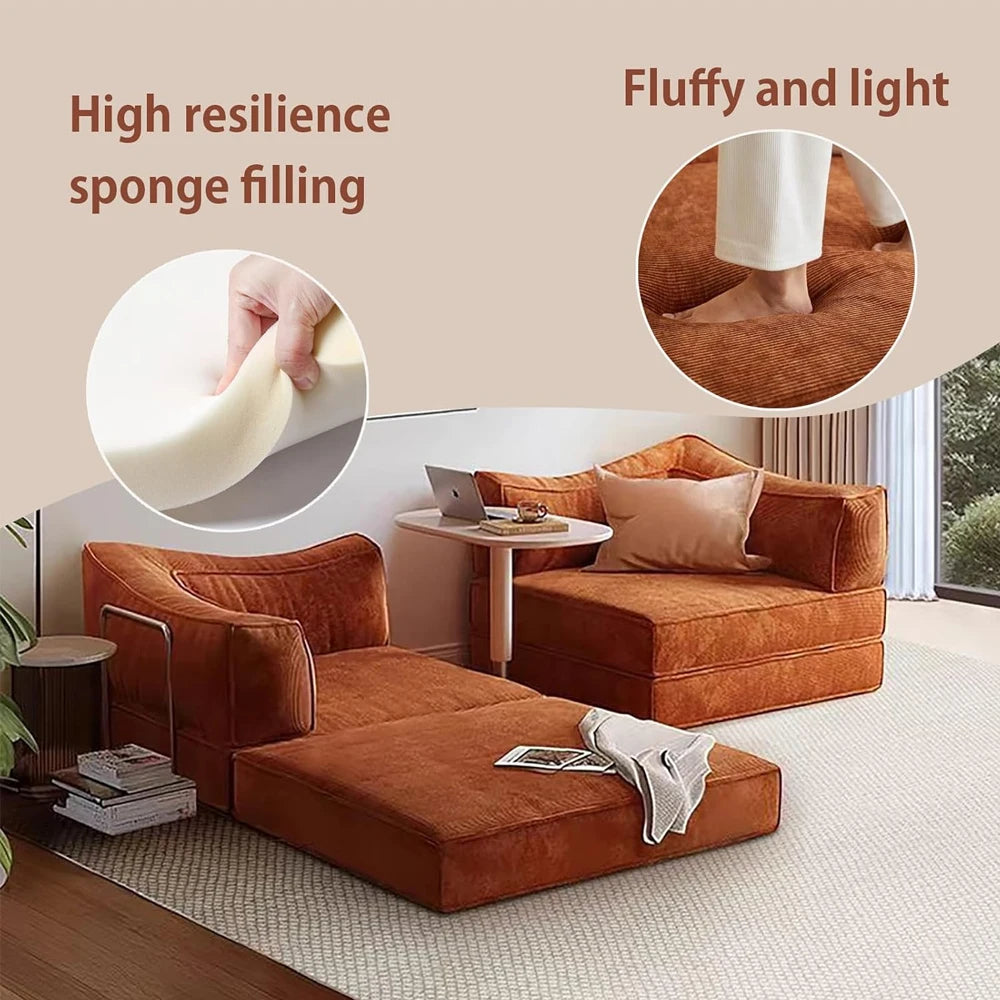 Foldable Sofa Bed | Stainless Steel Armrests | 1.8m, 2m, 2.2m | Living Room