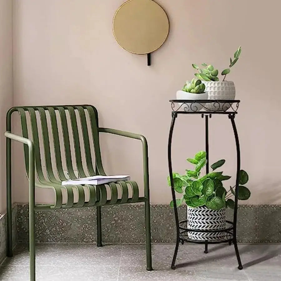 Plant Stand Indoor Outdoor 2 Tier 27" Tall Metal Potted Holder Rack Flower Pot Stand Heavy Duty Plant Shelf Rustproof Iron Mult from PriceLows™