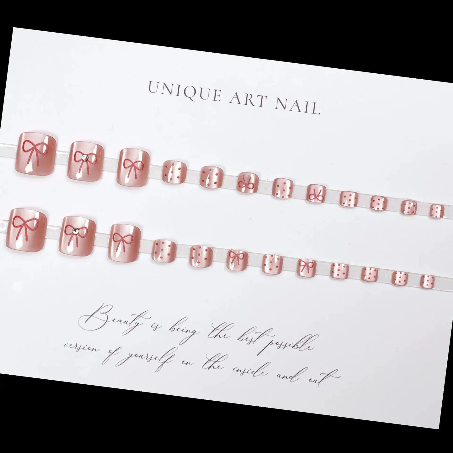 Press On Toenails | Light Pink Cat Eye | 24 Piece Set | All Sizes