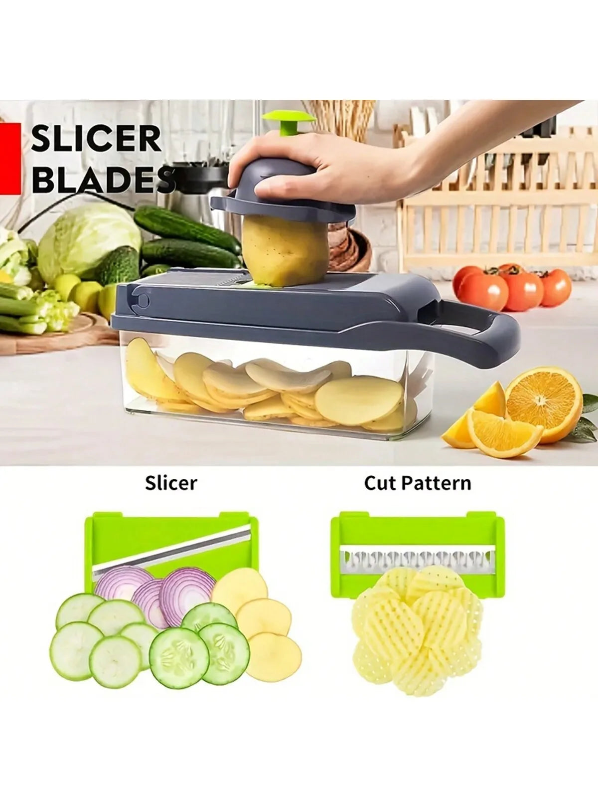 Vegetable Chopper | Multifunctional Tool | With Container | 14pcs/16pcs Set