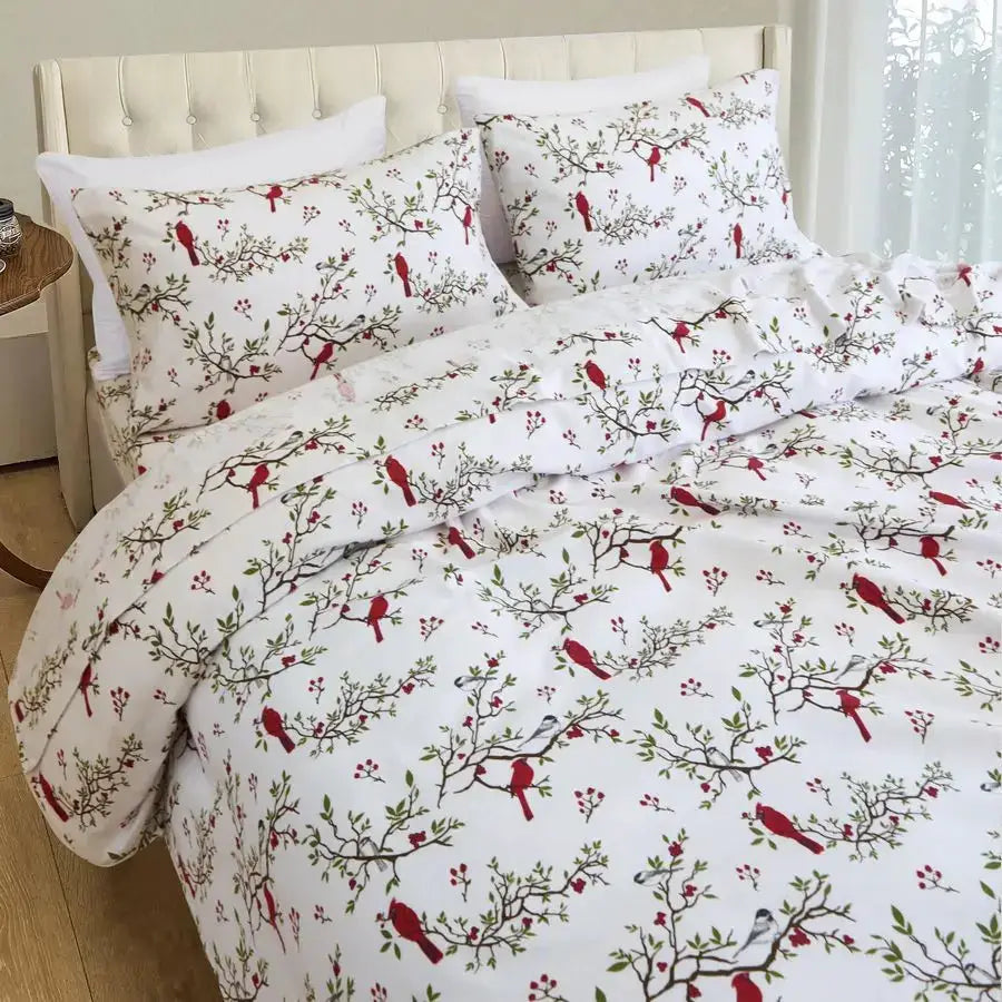 Ultra Soft 4Piece 100 Turkish Cotton Flannel Sheet Set Holiday Christmas Flannel Sheets, Warm and Cozy Premium Quality, Deep Poc from PriceLows™