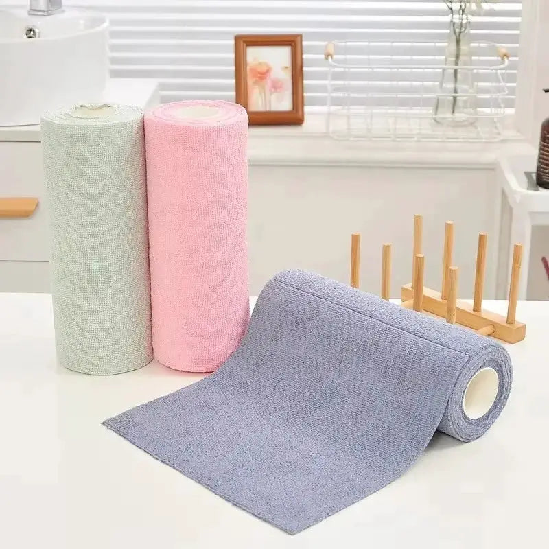 Reusable Cleaning Wipe Household Kitchen Cloth Microfiber Towel Rolls Dish Rags Wash Paper Towel Replacement 1 Roll of 20 Sheets from PriceLows™
