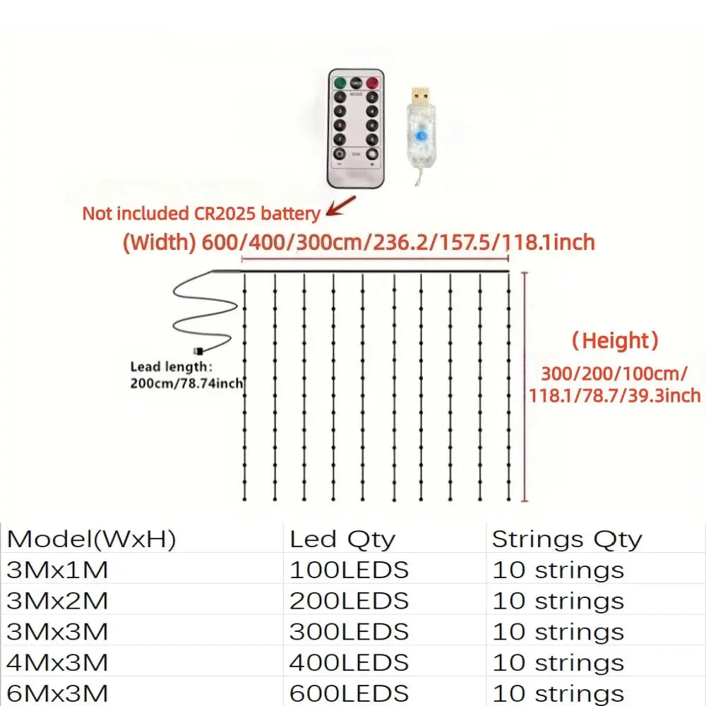 Curtain Garland Led String Lights Festival Christmas Decoration 8 Mode Usb Holiday Light For Bedroom Home Outdoor from PriceLows™