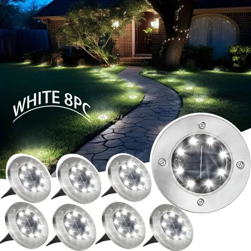 1-8 Packs Solar 8LED Ground Lights Decorative for Outdoor Illumination Stainless Steel Street Lamps For Courtyards Gardens Paths from PriceLows™