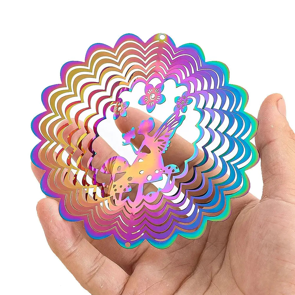 Gradient Color Fairy Wind Spinner 3D Rotating Visual Effect Wind Chimes Catcher Pendant Aesthetic Home Garden Hanging Decoration from PriceLows™