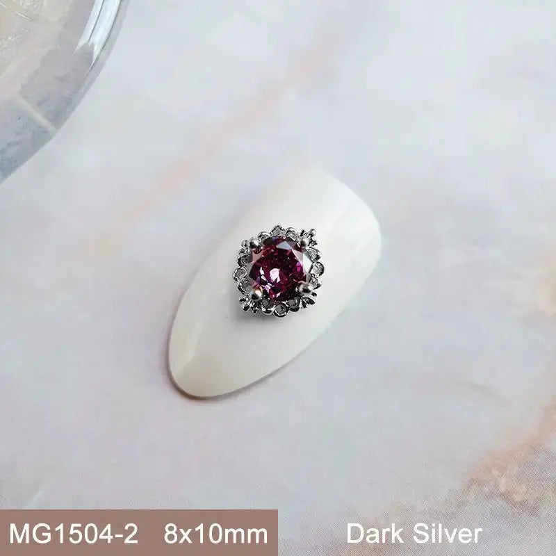 10pcs Pink Black Blue Oval Drop Round Zircon Bright Silver Nails Jewelry Decorations Nail Art Accessories Charms Parts Supplies from PriceLows™