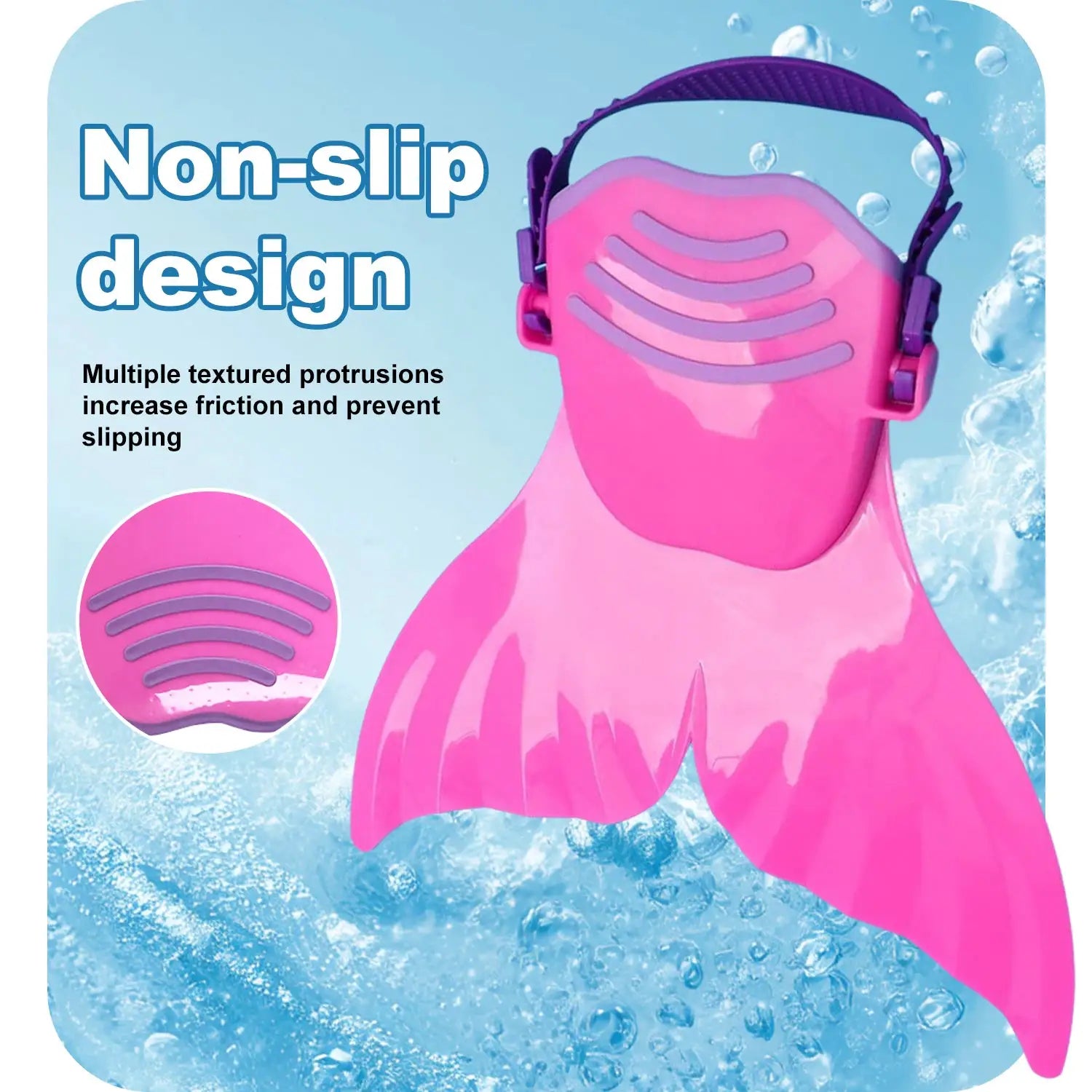 Adjustable Mermaid Silicone Fins Swimming Training & Beach, Soft Body Hard Fin with 3 Non-Slip Grips, Photo Cosplay Gear for Kid from PriceLows™