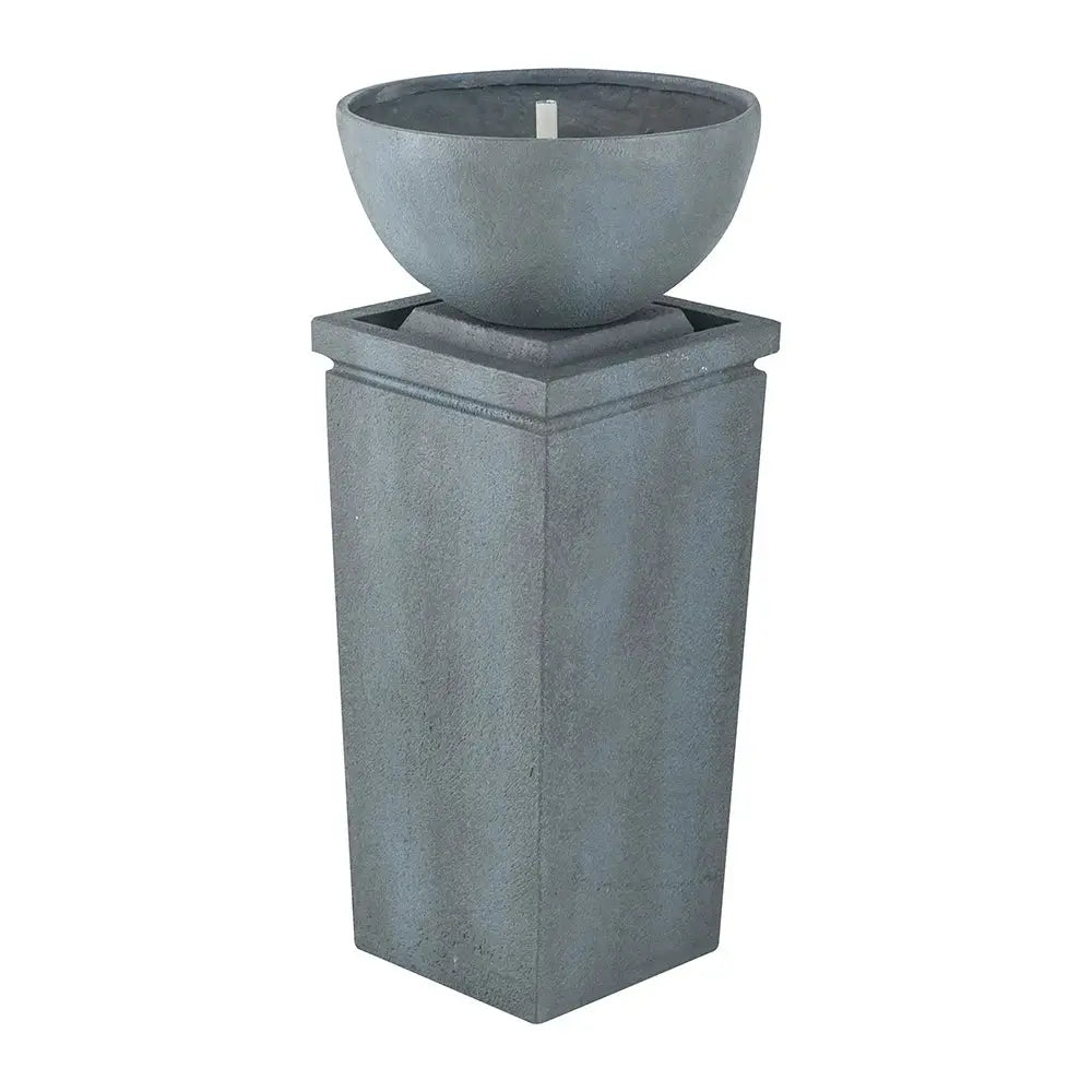 35.5" Polyresin Gray Zen Bowl Water Fountain, Outdoor Bird Feeder /Bath Fountains, Relaxing Water Feature for Garden Lawn from PriceLows™
