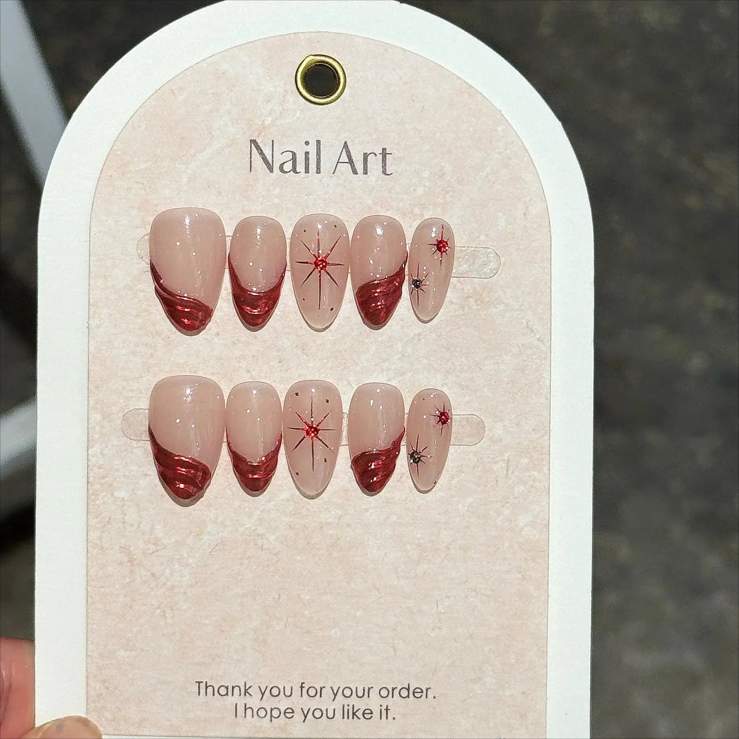 Press On Nails | 3D Flower Almond | Handmade Ballet Grey | 10 Piece Set