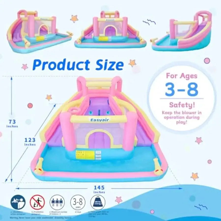 Inflatable Water Slide Bounce House for,12.1 FT x 10.3 FT Small Water Park Bouncy Castle, Double Slides, Jumper, Climbing Wall, from PriceLows™