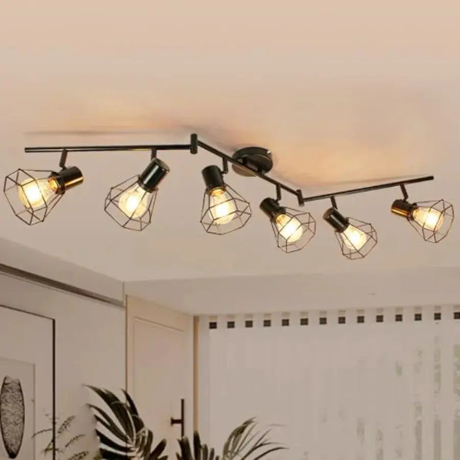 6-Light Track Lighting Directional Rotatable Ceiling Light Fixture Black Farmhouse Track Spotlight for Kitchen Bedroom Living R from PriceLows™