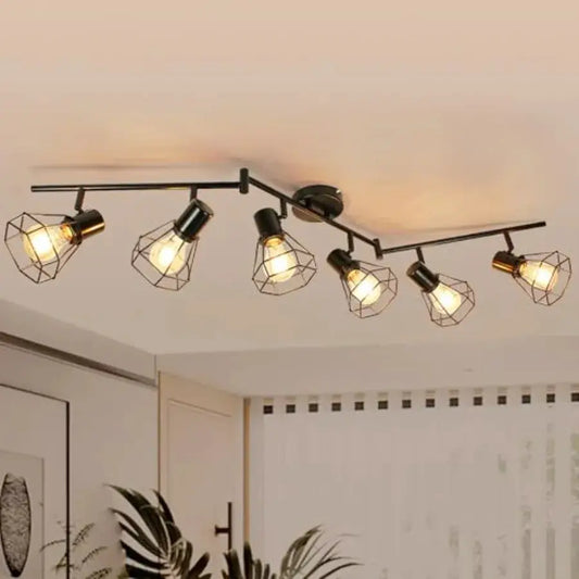 6-Light Track Lighting Directional Rotatable Ceiling Light Fixture Black Farmhouse Track Spotlight for Kitchen Bedroom Living R from PriceLows™