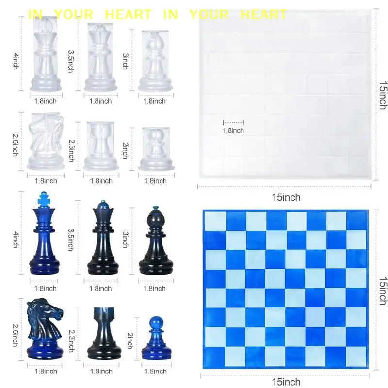 3d Chess Resin Mold | Silicone Casting Set With Board