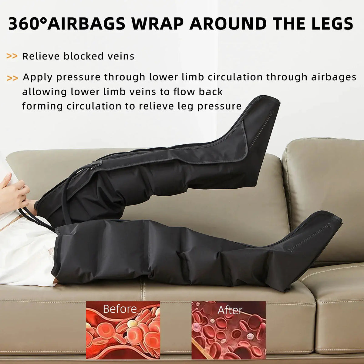 Leg Compression Massager | 6 Airbags | 3 Intensity Levels