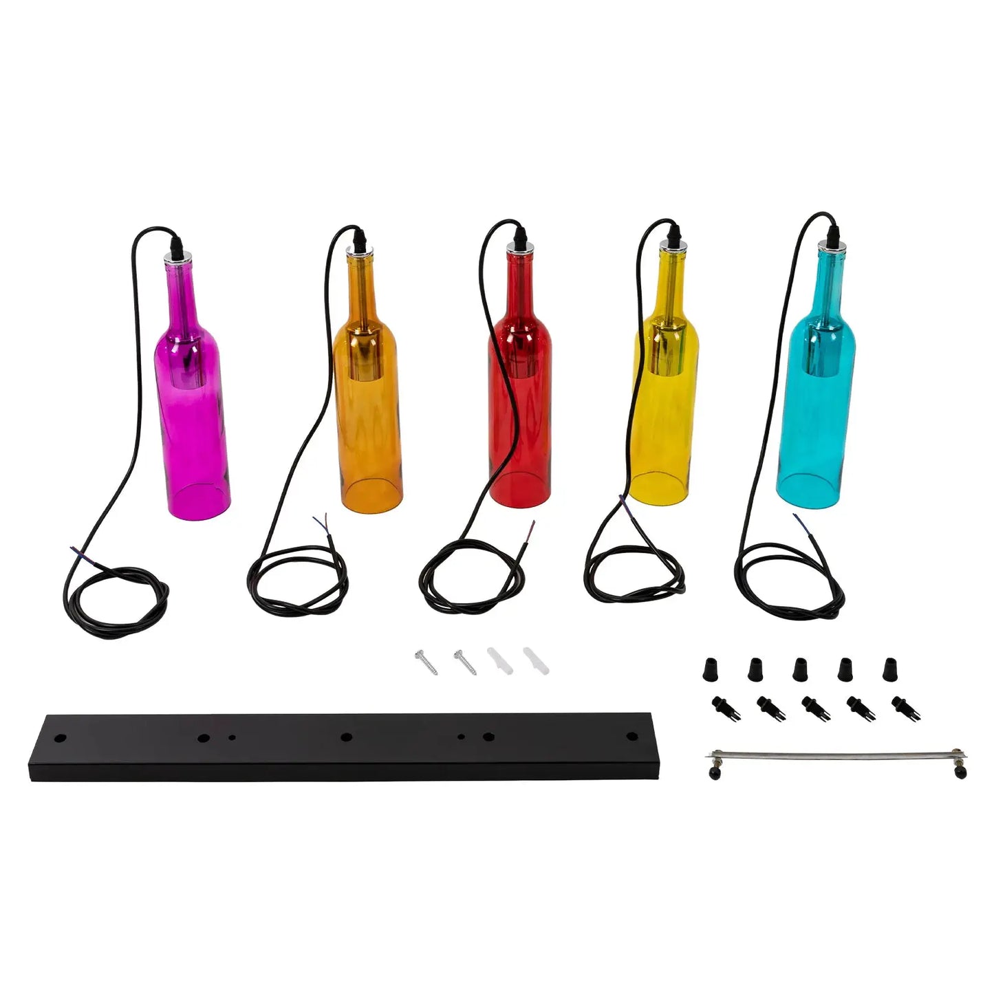 5-Light Wine Bottle Chandelier Retro Adjustable Hanging Chain Lighting for Living Room Bedroom Bar Cafe Restaurant Hotel Decor from PriceLows™