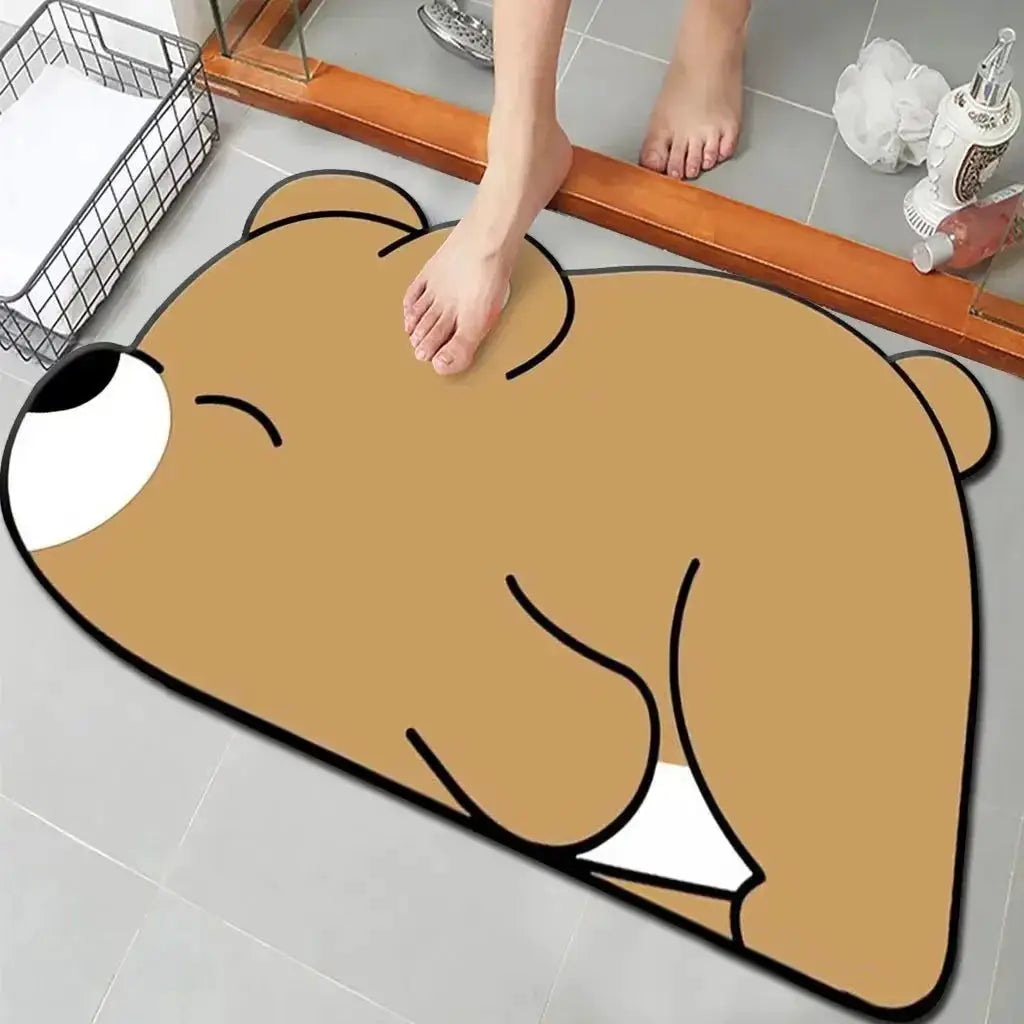VIKAMA Cute Capybara Bath Mat Absorbs Water Dries Quickly Non-Slip Wear-Resistant Decorative Bathroom Entryway Rug from PriceLows™
