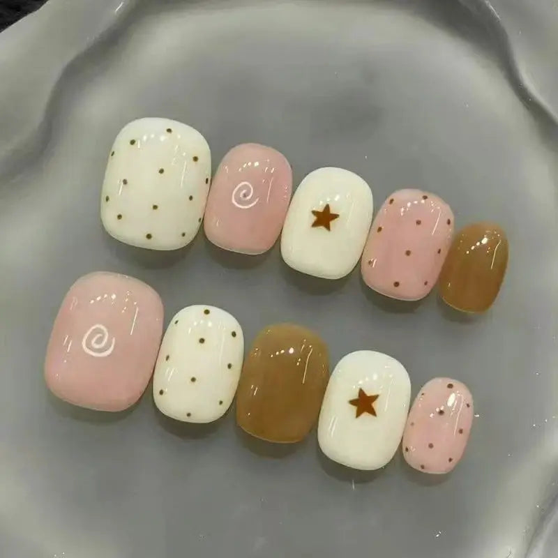 Press On Nails | Short Oval Design | ABS Material | 10 Piece Set Size M