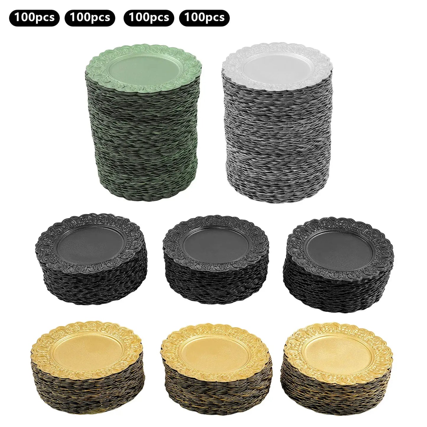 100pcs 13" Chargers Plate Round Gold Salad for Wedding Dinner Plate Decor Party Celebrations from PriceLows™