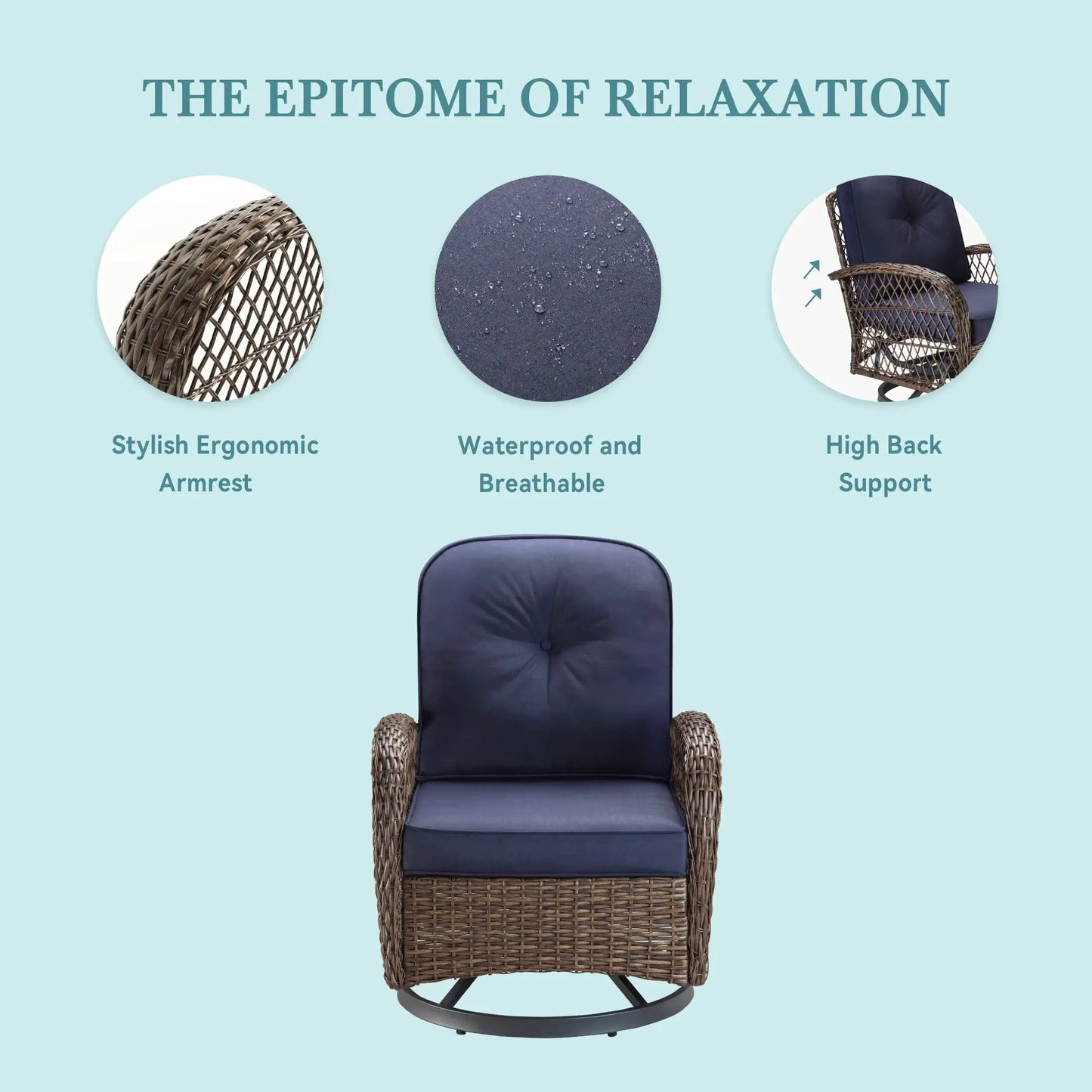 HOOMIC 3 Pieces Patio Furniture Set, Patio Bistro Set, Outdoor Rotating Rocking Chair Set, Cozy and Padded Cushions Alleiwe from PriceLows™