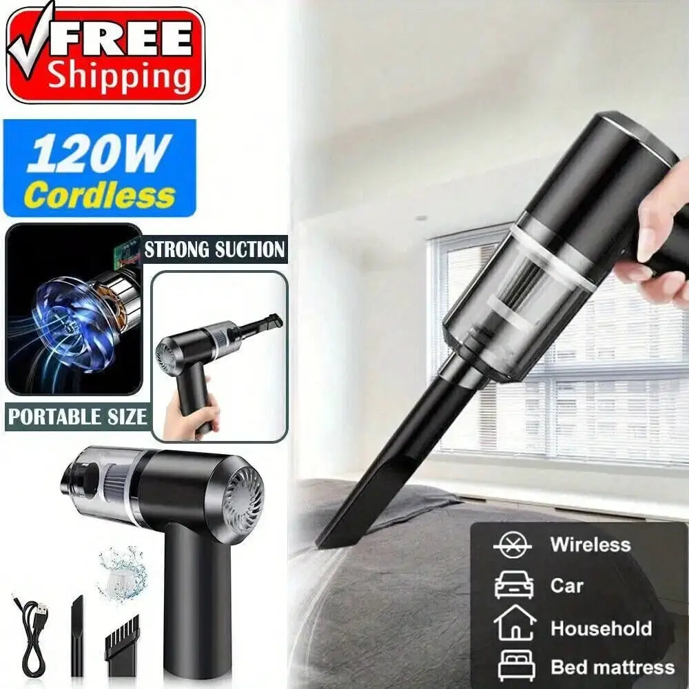 Multi Functional Ultra Quiet Portable Car Vacuum Cleaner - USB Charging, Strong Suction, Long Battery Life, Suitable For Home And Car Use, Charging Handheld, Whirlwind, Wireless Collector from PriceLows™