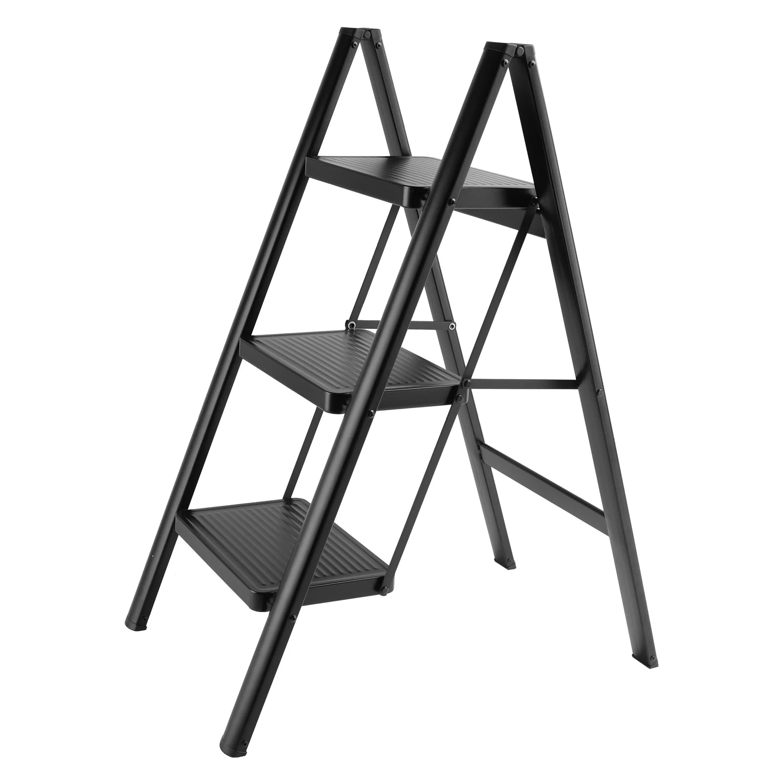 Stepladder, 3 Tiers, Foldable, Aluminum, Lightweight, Ladder, Load Capacity 330.7 lbs (150 kg), Includes Tray,Large Cleaning from PriceLows™