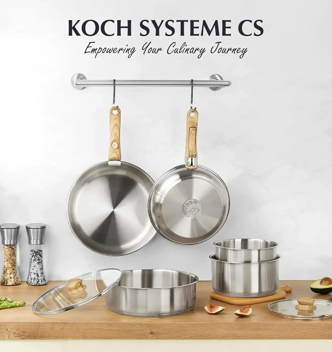 Stainless Steel Cookware Set, 18/10 Stainless Steel Pots and Pans Set 11PCS, Detachable Handle Pots and Pans for Easy Storage from PriceLows™