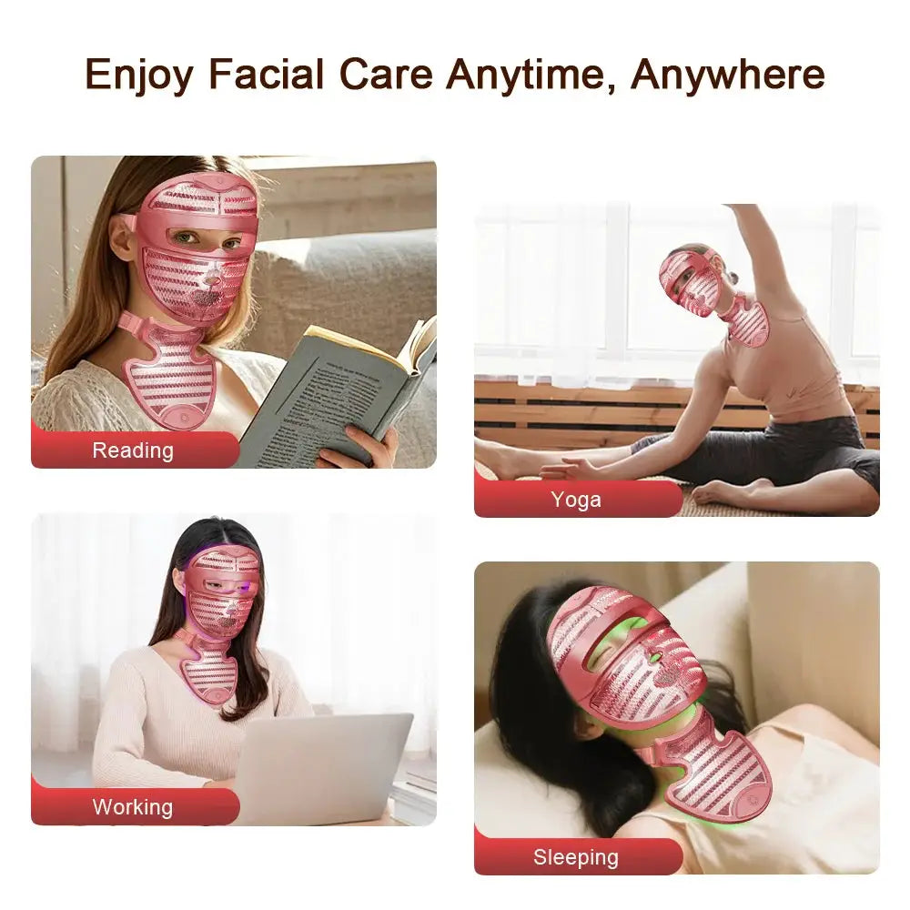7 Colors Photon Face And Neck LED Mask 3D Facial Beauty Mask Red Light Therapy Skin Care Repair Skin Brightening Wireless Use from PriceLows™
