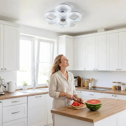 LED Ceiling Fan With Light | 30cm | 48W Dimmable E27 Socket | Remote, 3 Speeds
