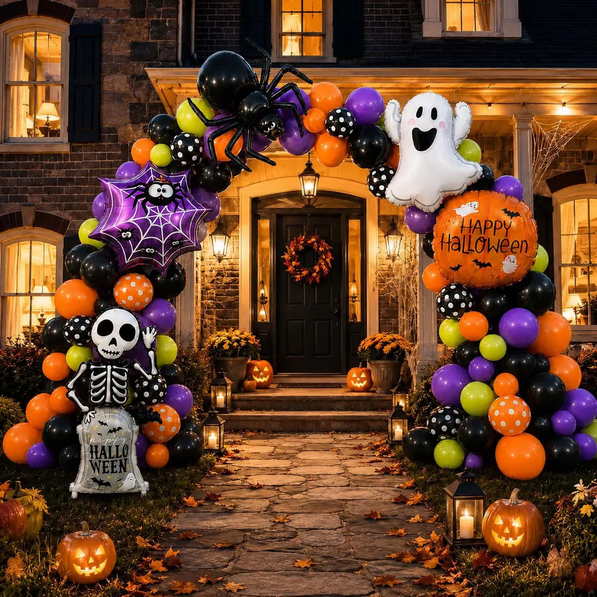 Halloween Balloon Arch Kit | 108 Piece Set | Foil And Latex | Spooky Colors