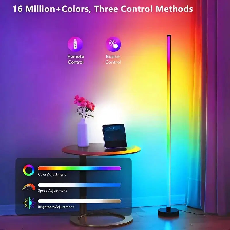 Music Sync RGB LED Floor Lamp Dynamic Color Changing Standing Light Romantic Ambient Light for Weddings, Parties, Hotels, Bedrooms, Gaming Rooms & Football Matches, Ideal Festival Gift from PriceLows™