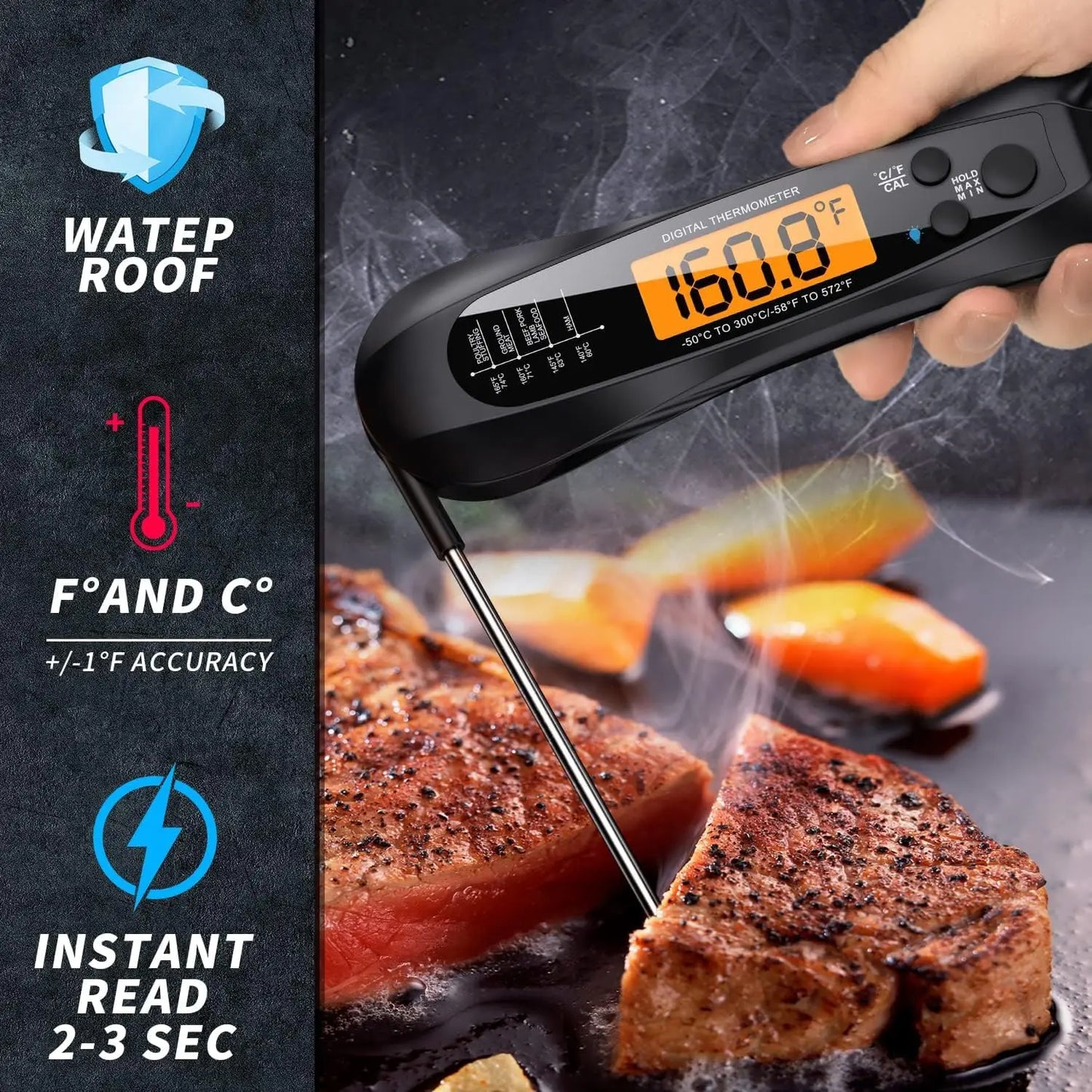 Digital Meat Thermometer | 2 Probes | Waterproof | Kitchen BBQ