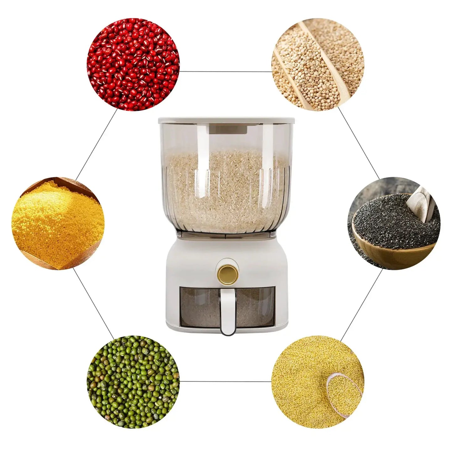 22Lbs Rice Dispenser,Large Sealed Grain Storage Container with Rice Cup Food Dispenser Kitchen Organizer for Rice, Beans, Grains from PriceLows™