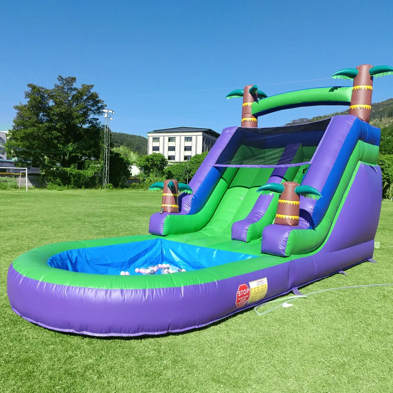Inflatable water slide, Commercial Bounce House with Water Slide PVC and a 1100W Air blower 21ft/6.4M from PriceLows™
