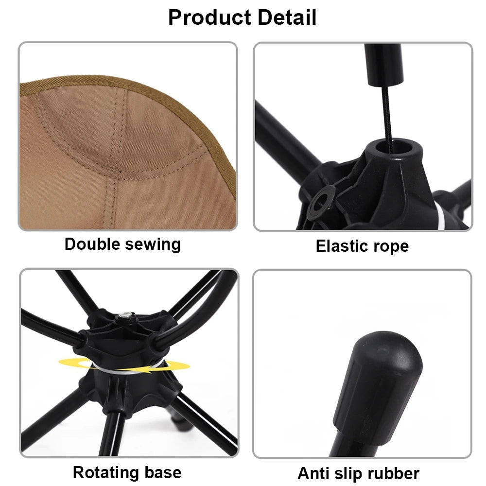 Outdoor Folding Chair | Rotatable Swivel | Lightweight | Brown, Black, Green