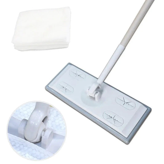 Home Electrostatic Dust Collector Mop Foldable 51.2 In Long Handle with Disposable Vacuum Paper Floor Wipes Thread Flat Mop from PriceLows™