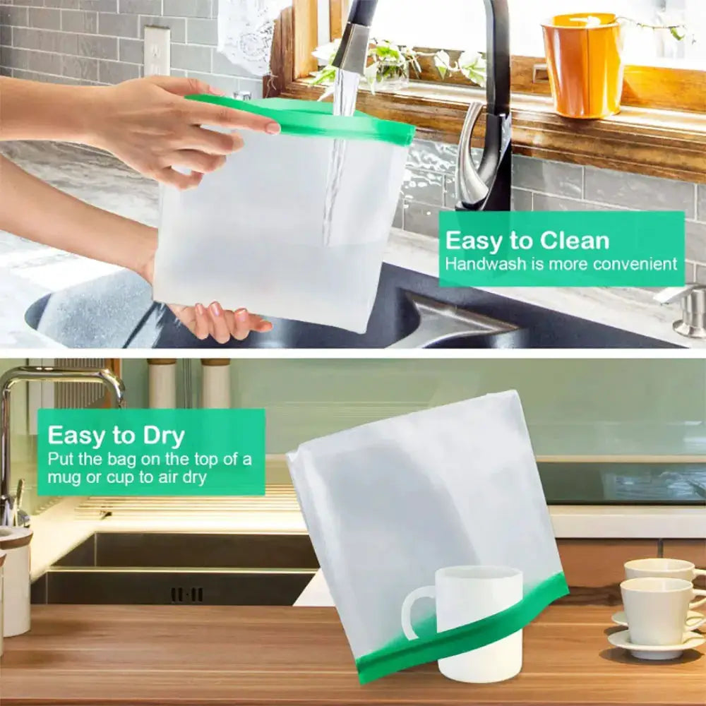 Reusable PEVA Food Bag | Leakproof | Stand Up Design | 15.5x12x5.5cm