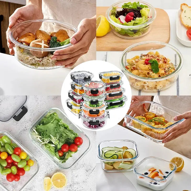 12pcs Glass Lunch Box Food Storage Containers Meal Prep Airtight Bento Boxes for Microwave Oven Freezer and Dishwasher BPA Free from PriceLows™